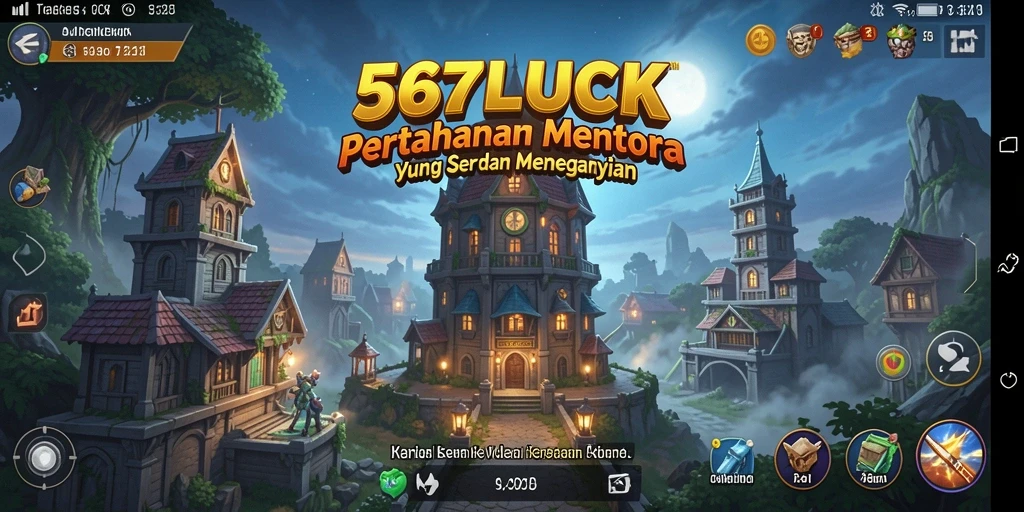 Screenshot gameplay 567LUCK yang menampilkan menara dan strategi bertahan.
