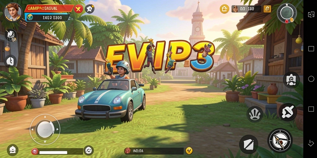 Tampilan gameplay seru dan penuh warna dalam EVIP3.