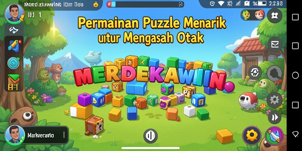 Screenshot gameplay MERDEKAWIN menampilkan tantangan Puzzle yang seru.