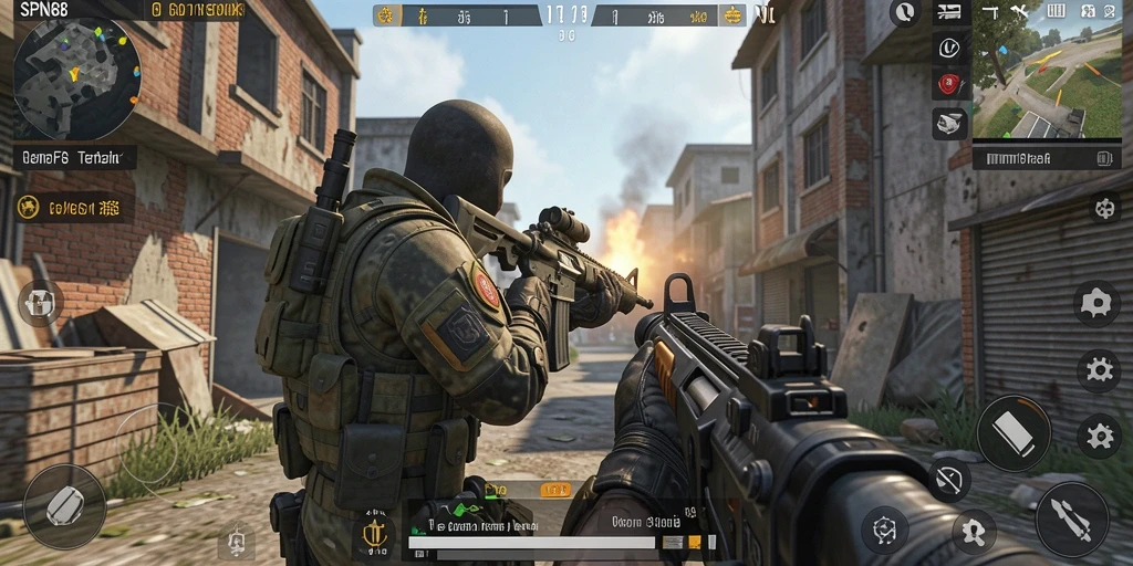 Screenshot menunjukkan aksi mendebarkan dalam gameplay FPS di SPN88.